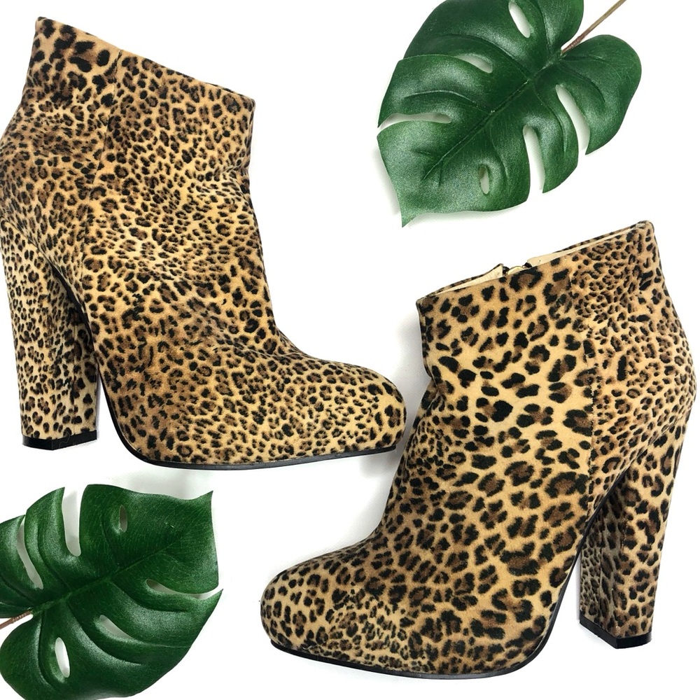 Diba Leopard high heel booties
